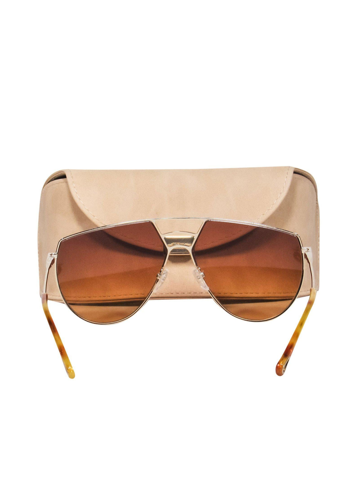 Chloe - Gold Shield-Style Sunglasses w/ Cutouts