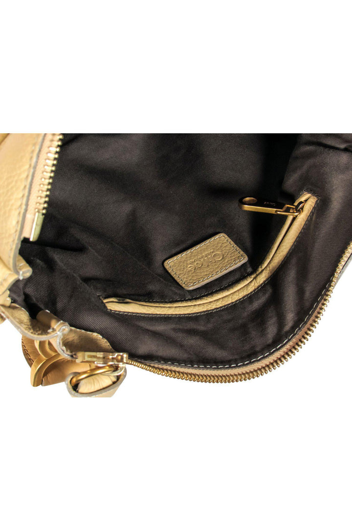 Chloe - Light Yellow Pebbled Leather "Marcie" Convertible Satchel
