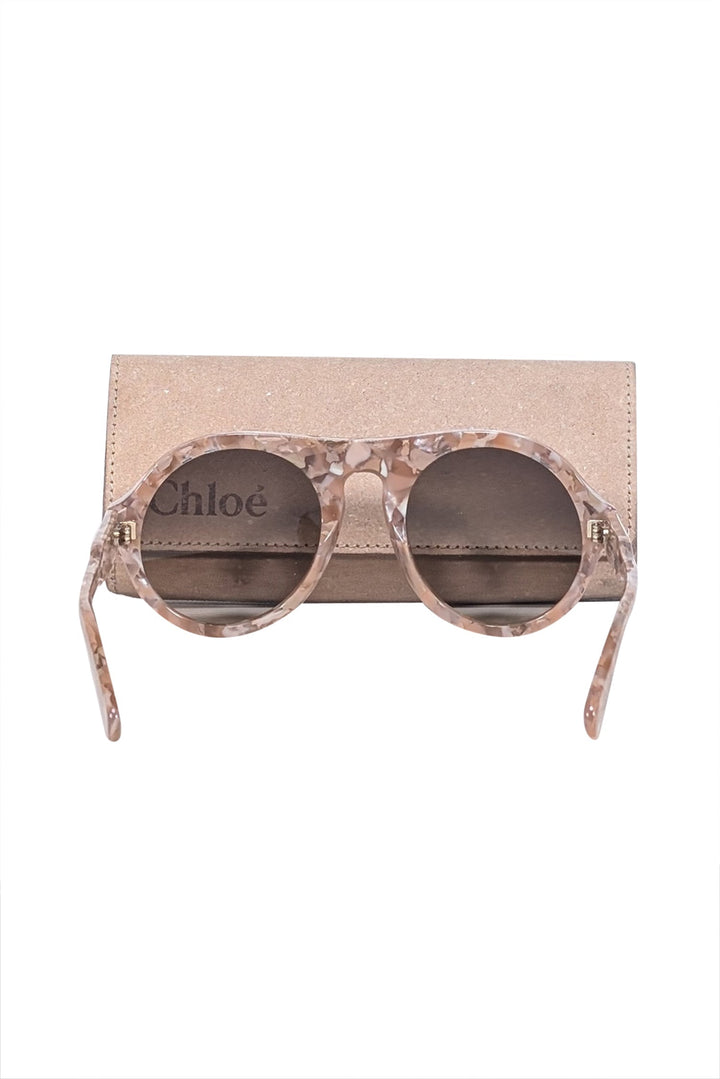 Chloe - Pink Recycled Acetate Round Sunglasses