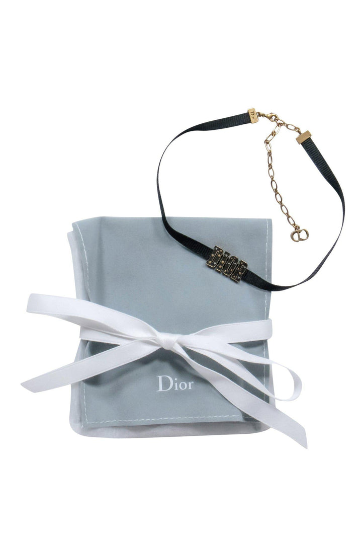 Christian Top quality Dior - Black Ribbon "Top quality Dior" Choker w/ Stars & Hearts
