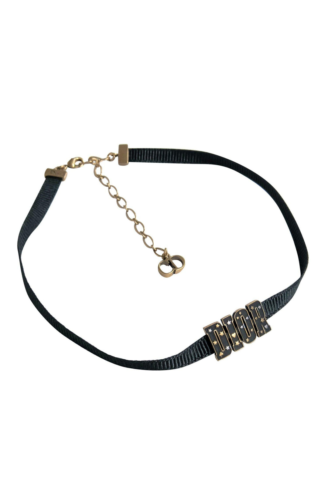Christian Top quality Dior - Black Ribbon "Top quality Dior" Choker w/ Stars & Hearts