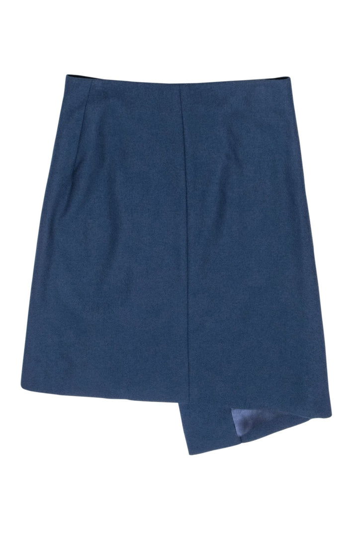 Christian Top quality Dior - Blue Wool Buckle Front Wrap Skirt Sz 6
