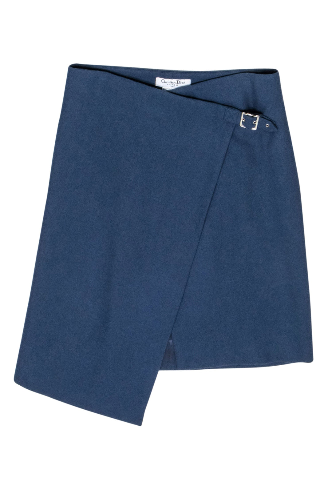 Christian Top quality Dior - Blue Wool Buckle Front Wrap Skirt Sz 6