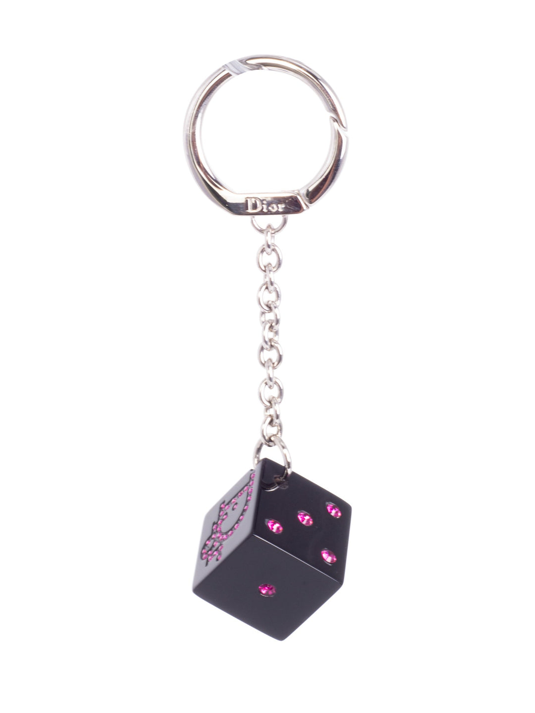 Christian Top quality Dior CD Logo Swarovski Crystal Dice Bag Charm Black Pink