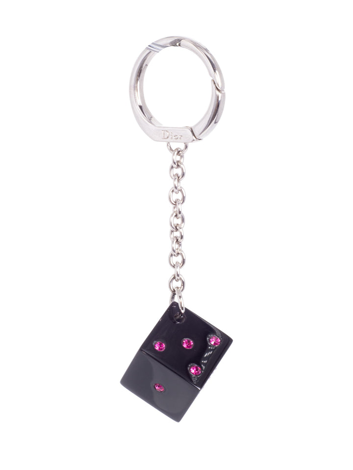 Christian Top quality Dior CD Logo Swarovski Crystal Dice Bag Charm Black Pink