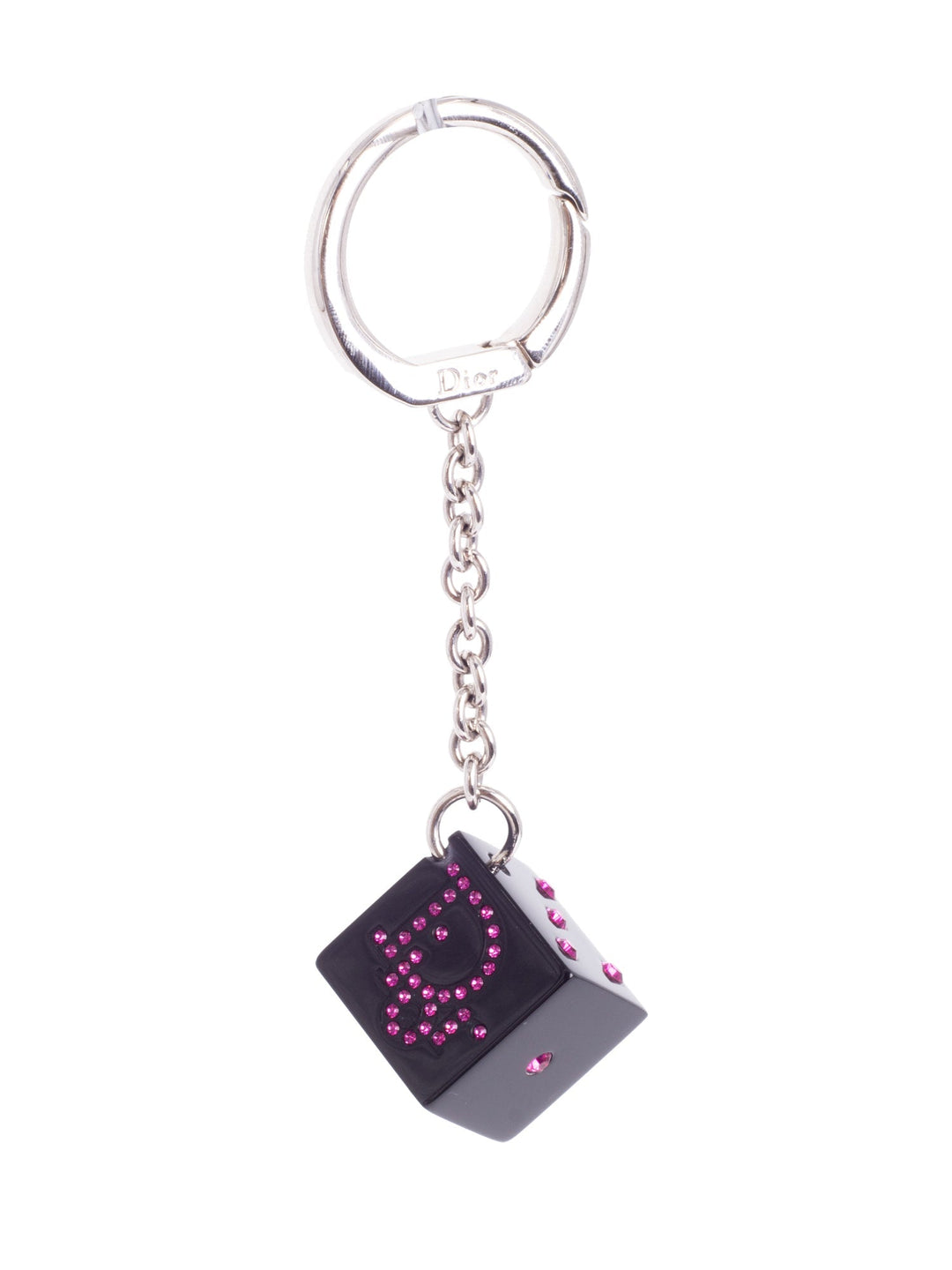 Christian Top quality Dior CD Logo Swarovski Crystal Dice Bag Charm Black Pink
