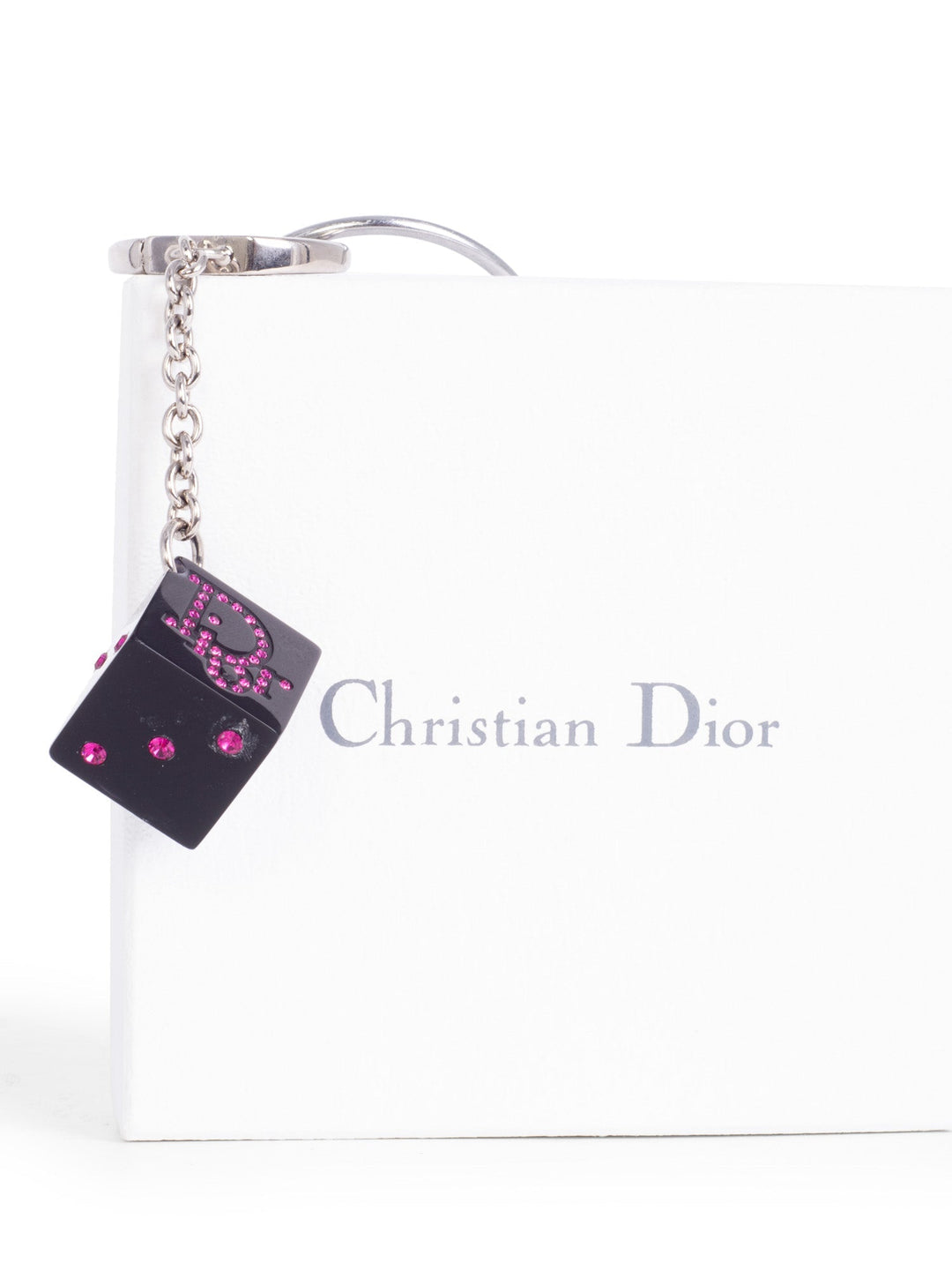 Christian Top quality Dior CD Logo Swarovski Crystal Dice Bag Charm Black Pink
