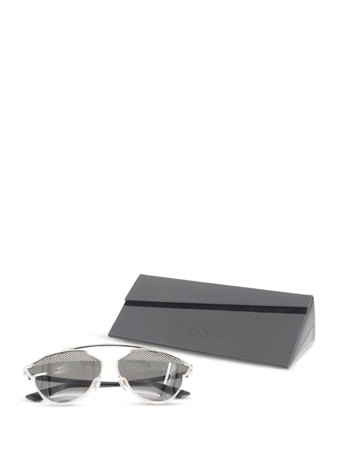 Christian Top quality Dior "Top quality Dior So Real S" Cat Eye Sunglasses Silver Black