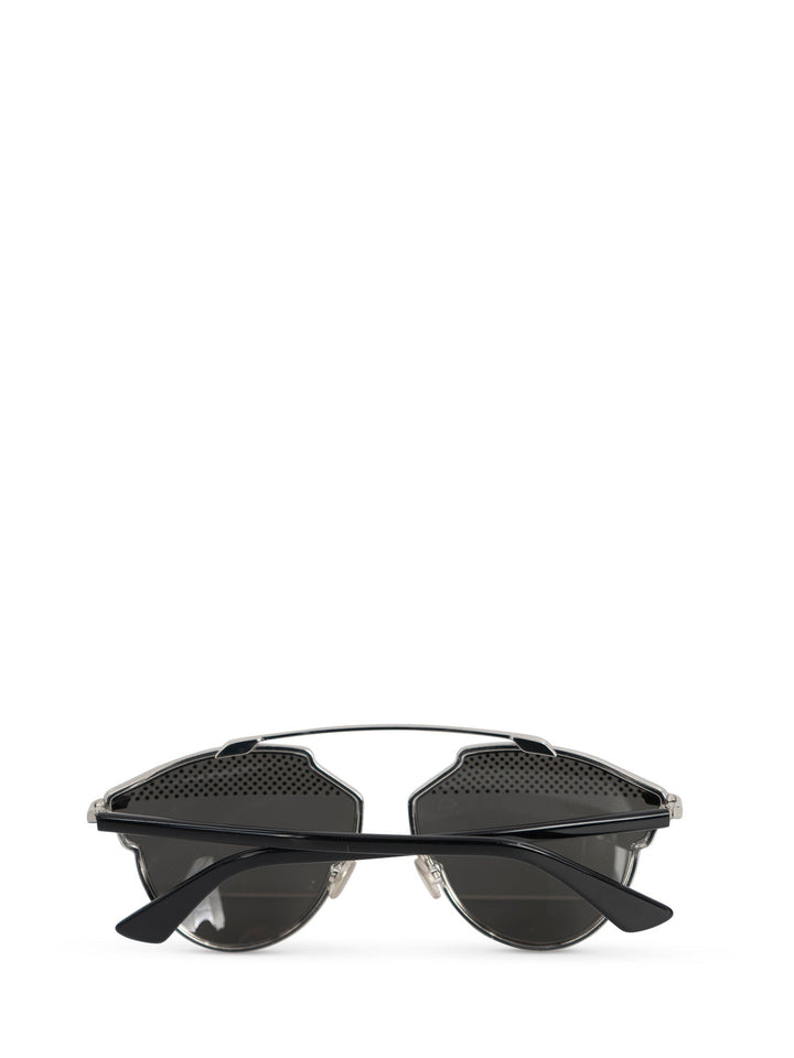 Christian Top quality Dior "Top quality Dior So Real S" Cat Eye Sunglasses Silver Black