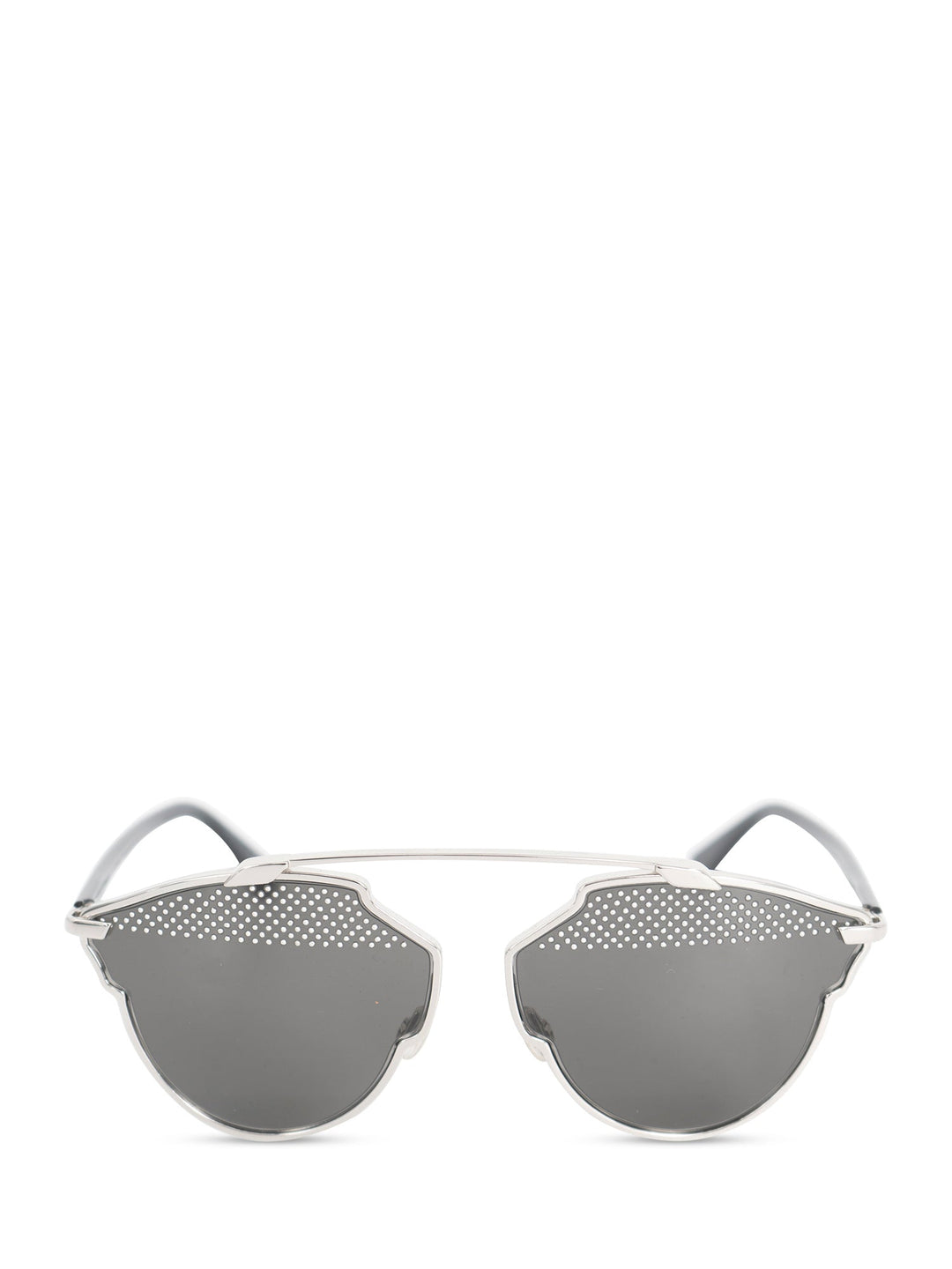 Christian Top quality Dior "Top quality Dior So Real S" Cat Eye Sunglasses Silver Black
