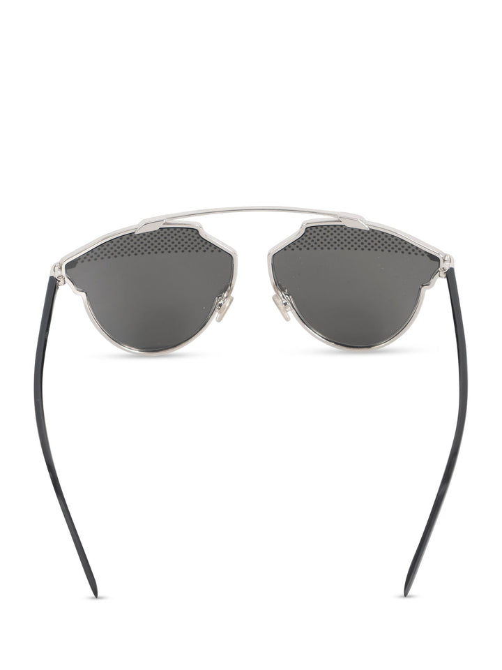 Christian Top quality Dior "Top quality Dior So Real S" Cat Eye Sunglasses Silver Black