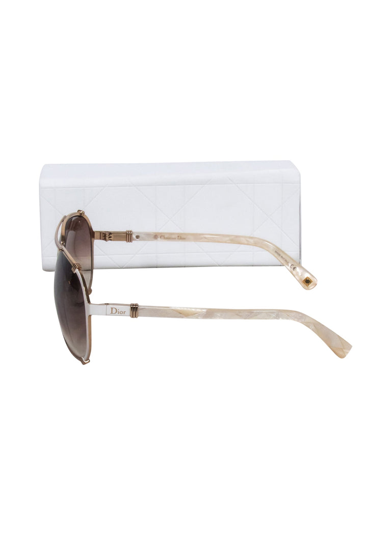 Christian Top quality Dior - Gold Aviator Sunglasses w/ Brown Lenses