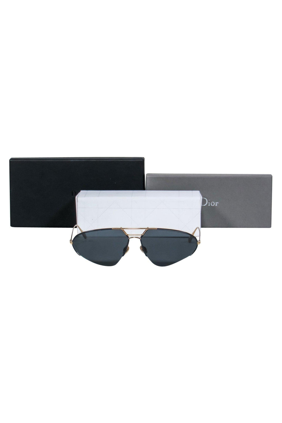 Christian Top quality Dior - Gold Thin Teardrop-Style Sunglasses w/ Cutouts