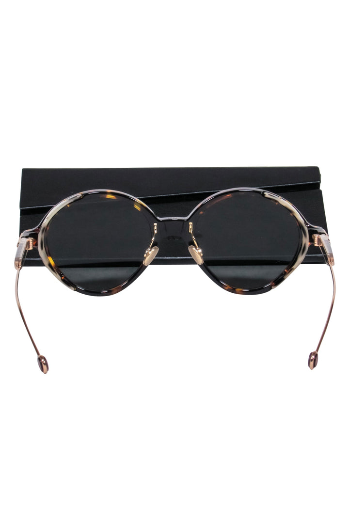 Christian Top quality Dior - Gold & Two-Tone Tortoiseshell Sunglasses w/ Pink Mirrored Lenses
