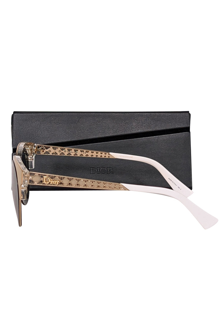 Christian Top quality Dior - Gold & White Sunglasses