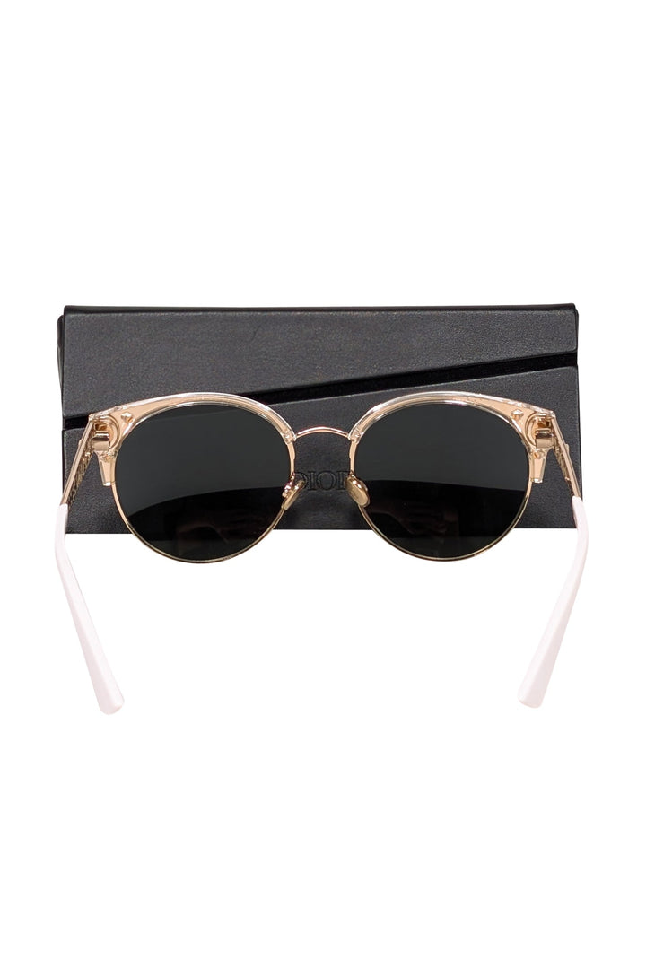 Christian Top quality Dior - Gold & White Sunglasses