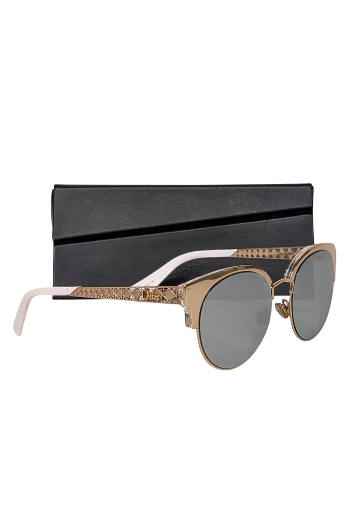 Christian Top quality Dior - Gold & White Sunglasses