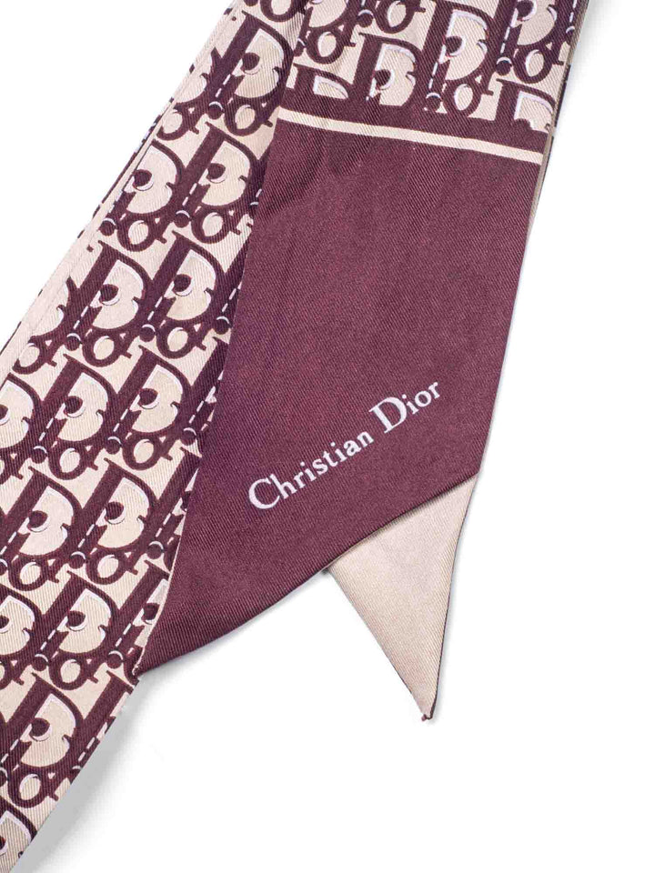 Christian Top quality Dior J'ATop quality Dior Logo Silk Twilly Scarf Burgundy Beige