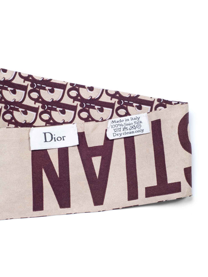 Christian Top quality Dior J'ATop quality Dior Logo Silk Twilly Scarf Burgundy Beige