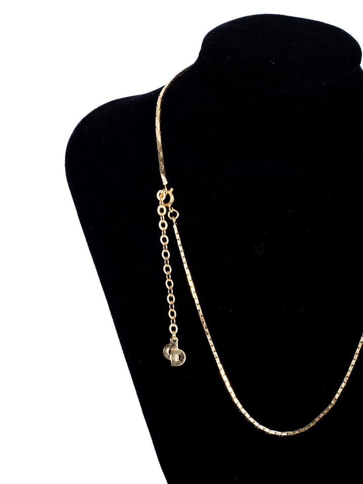 Christian Top quality Dior Logo Crystal Small Chevron Pendant Necklace Gold