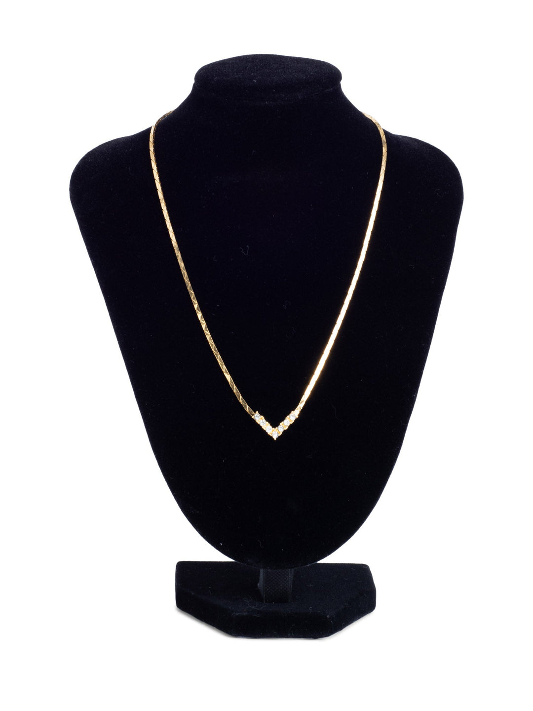 Christian Top quality Dior Logo Crystal Small Chevron Pendant Necklace Gold