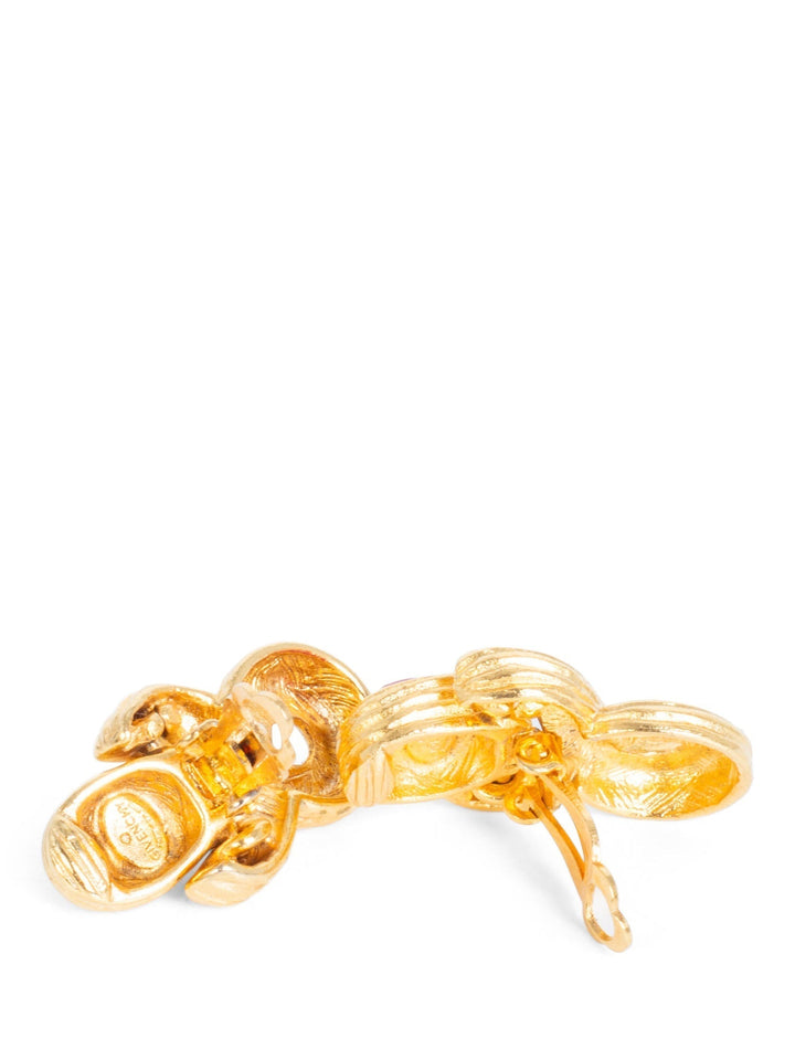 Christian Top quality Dior Logo Gripoix Clip On Earrings Gold Red