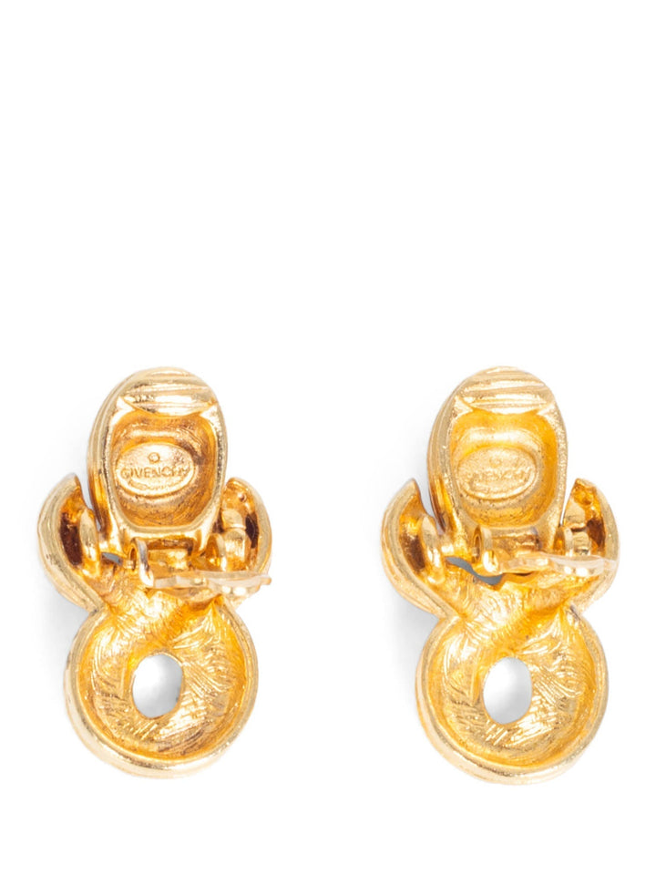 Christian Top quality Dior Logo Gripoix Clip On Earrings Gold Red