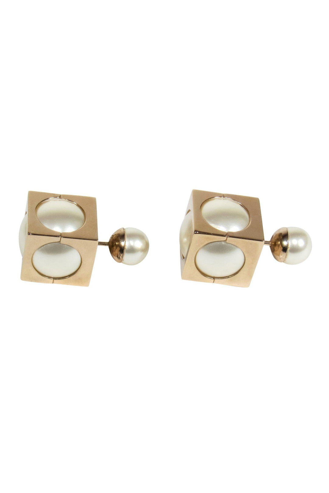 Christian Top quality Dior - Pearl Resin & Gold Square "Tribales" Earrings