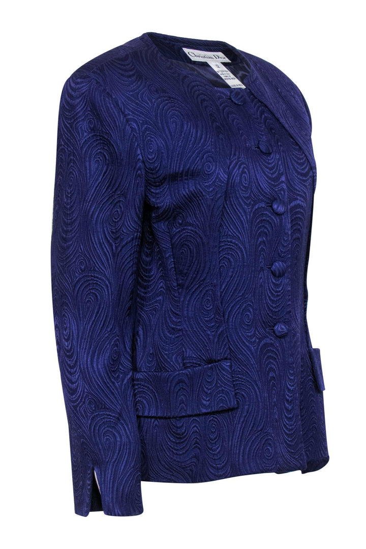 Christian Top quality Dior - Purple Swirled Textured Blazer Sz 12