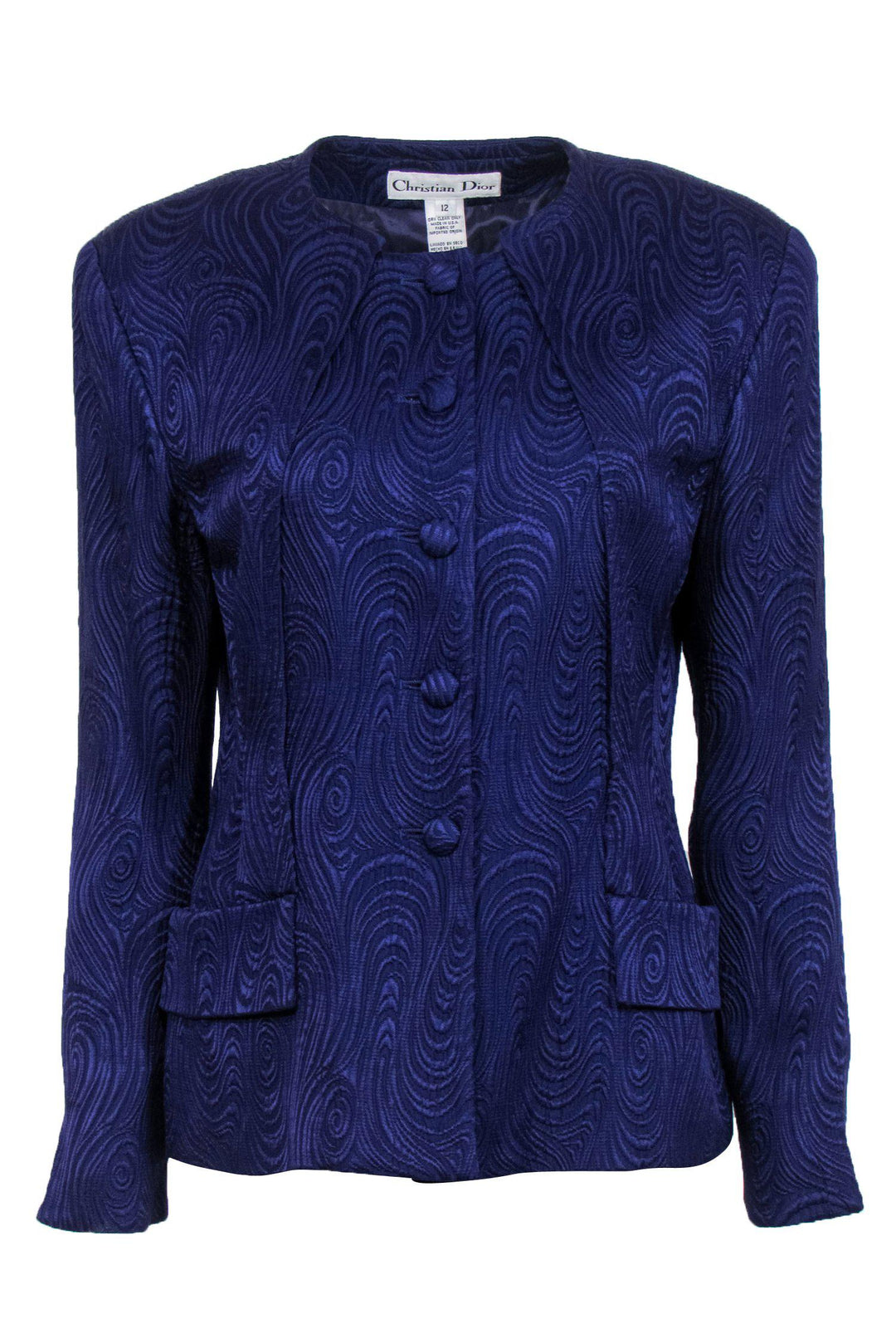 Christian Top quality Dior - Purple Swirled Textured Blazer Sz 12