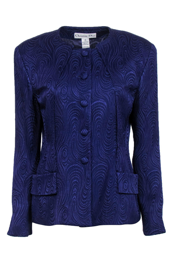 Christian Top quality Dior - Purple Swirled Textured Blazer Sz 12