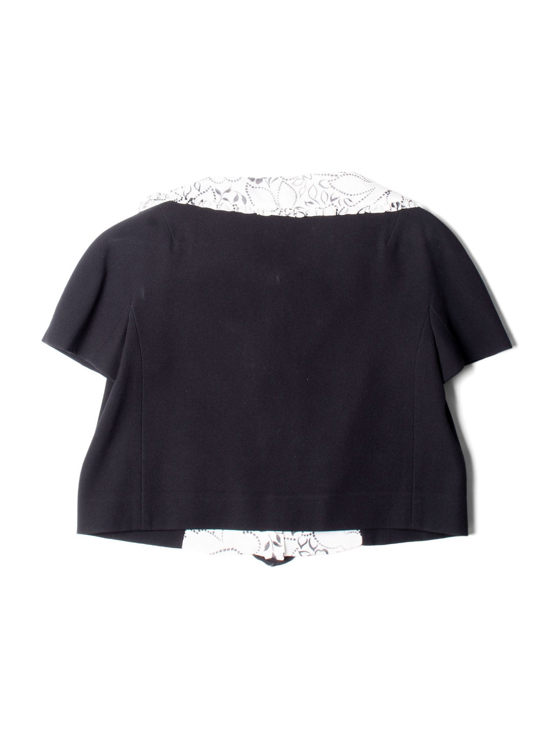 Christian Top quality Dior Silk Floral Short Sleeve Cropped Jacket Black White