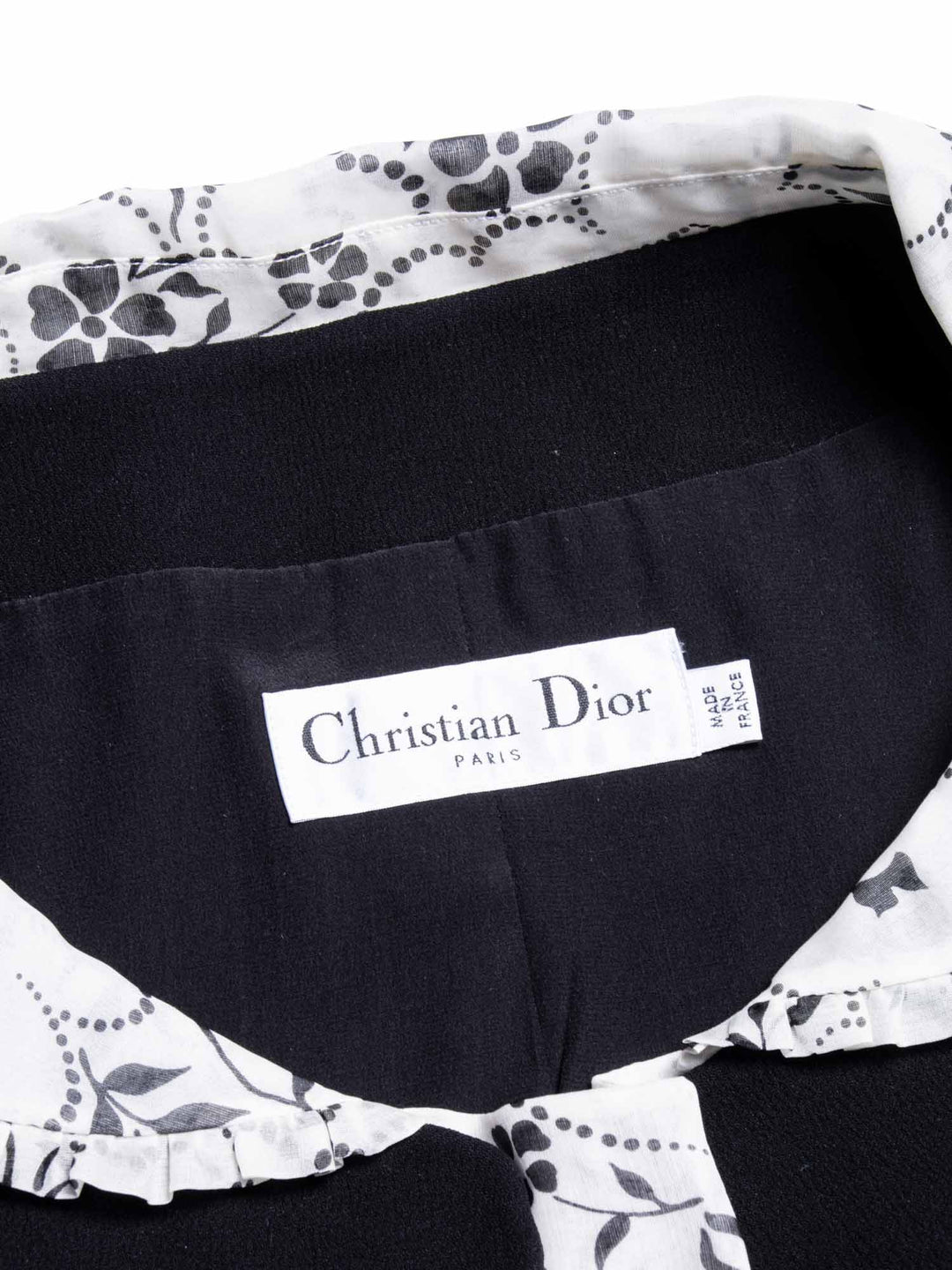 Christian Top quality Dior Silk Floral Short Sleeve Cropped Jacket Black White