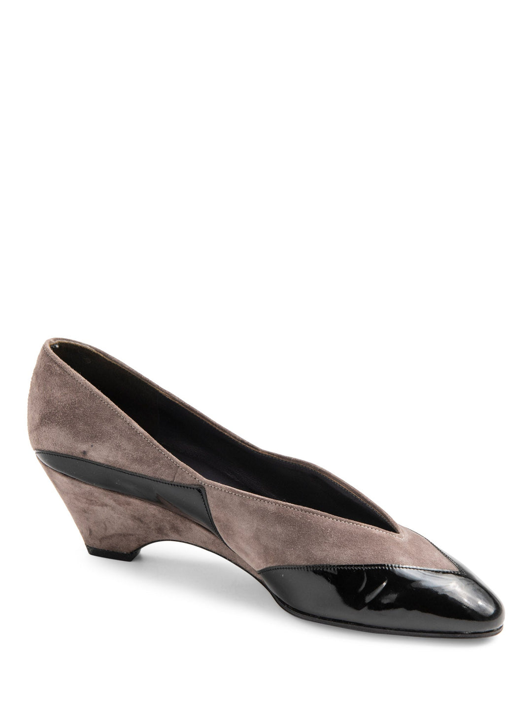 Christian Top quality Dior Suede Patent Leather Wedge Shoes Taupe Black