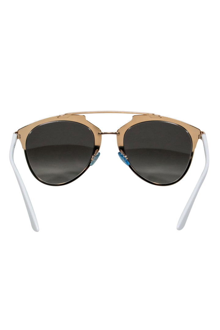 Christian Top quality Dior - White & Gold Aviator Sunglasses
