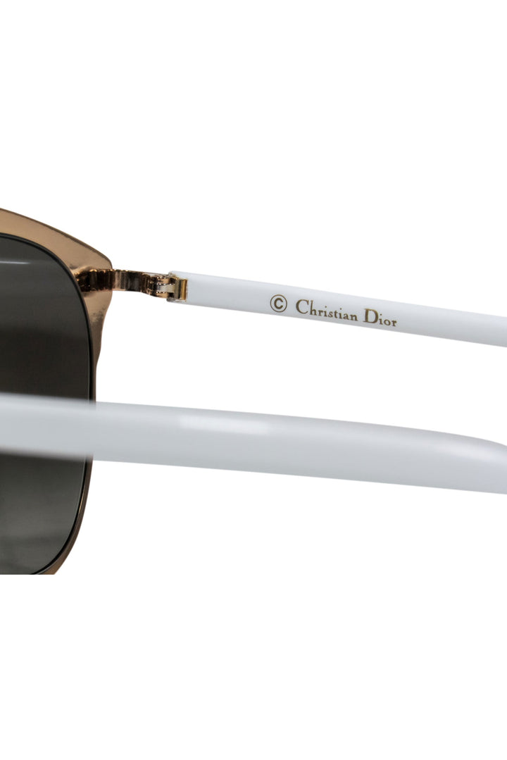 Christian Top quality Dior - White & Gold Aviator Sunglasses