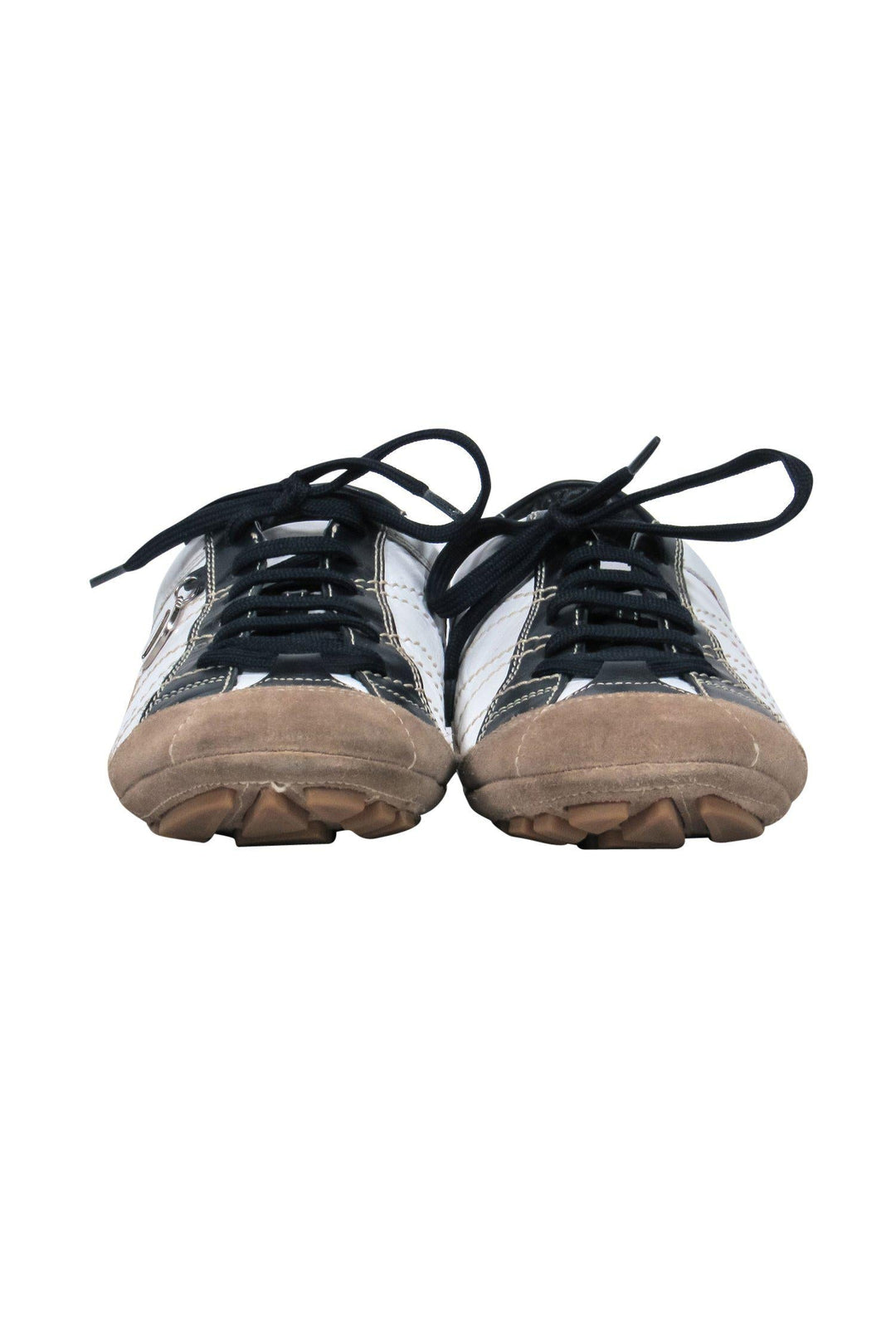 Christian Top quality Dior - White, Navy & Tan Colorblocked Leather & Suede Lace-Up Sneakers Sz 10