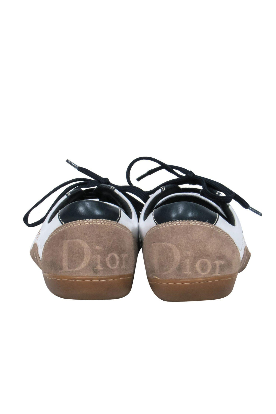 Christian Top quality Dior - White, Navy & Tan Colorblocked Leather & Suede Lace-Up Sneakers Sz 10