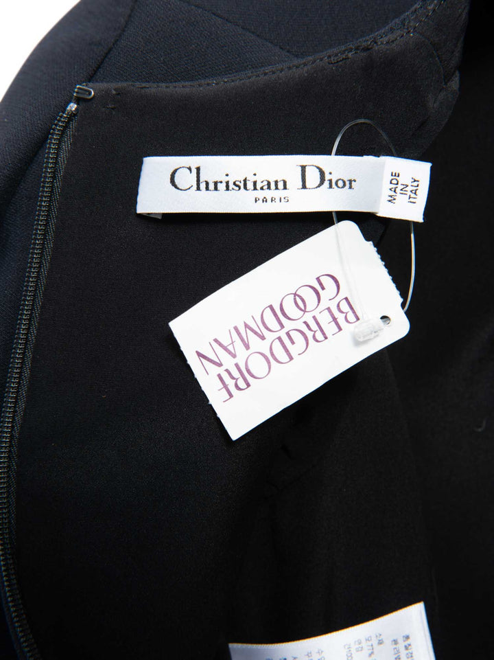 Christian Top quality Dior Wool Silk Midi Aline Dress Black