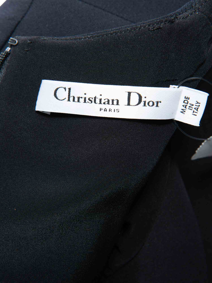 Christian Top quality Dior Wool Silk Midi Aline Dress Black
