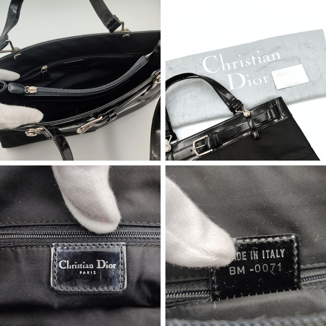 Top quality Dior Christian nylon and patent leather handbag
