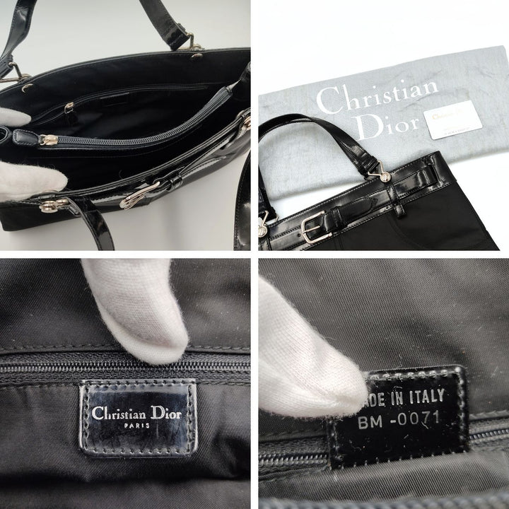 Top quality Dior Christian nylon and patent leather handbag