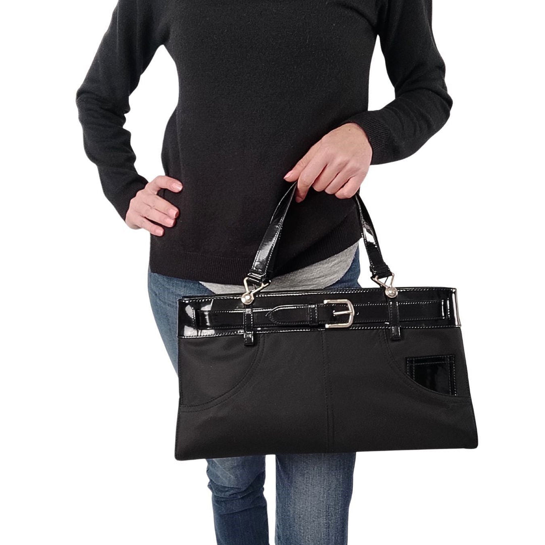 Top quality Dior Christian nylon and patent leather handbag