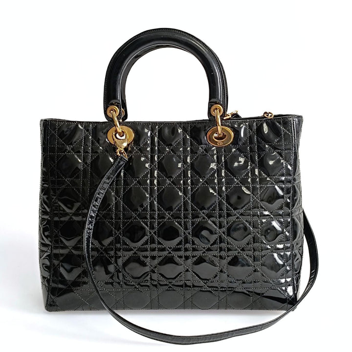 Top quality Dior Top quality Dior Christian Top quality Dior Lady Top quality Dior Grande shoulder bag in black patent leather