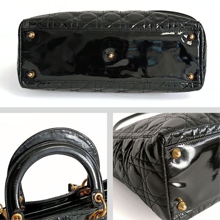 Top quality Dior Top quality Dior Christian Top quality Dior Lady Top quality Dior Grande shoulder bag in black patent leather