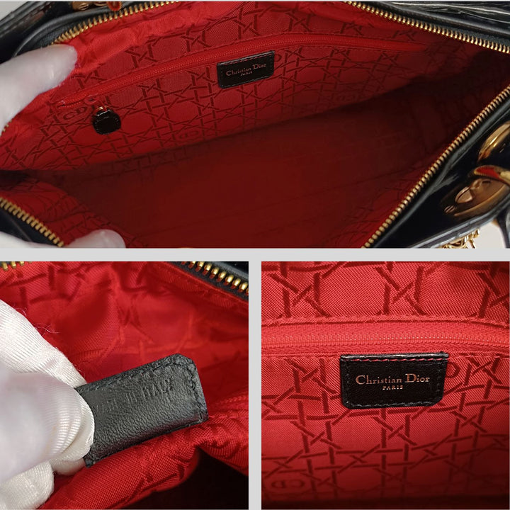 Top quality Dior Top quality Dior Christian Top quality Dior Lady Top quality Dior Grande shoulder bag in black patent leather