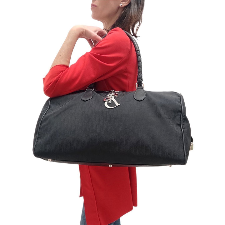 Dior Dior Christian Dior monogram black canvas travel bag