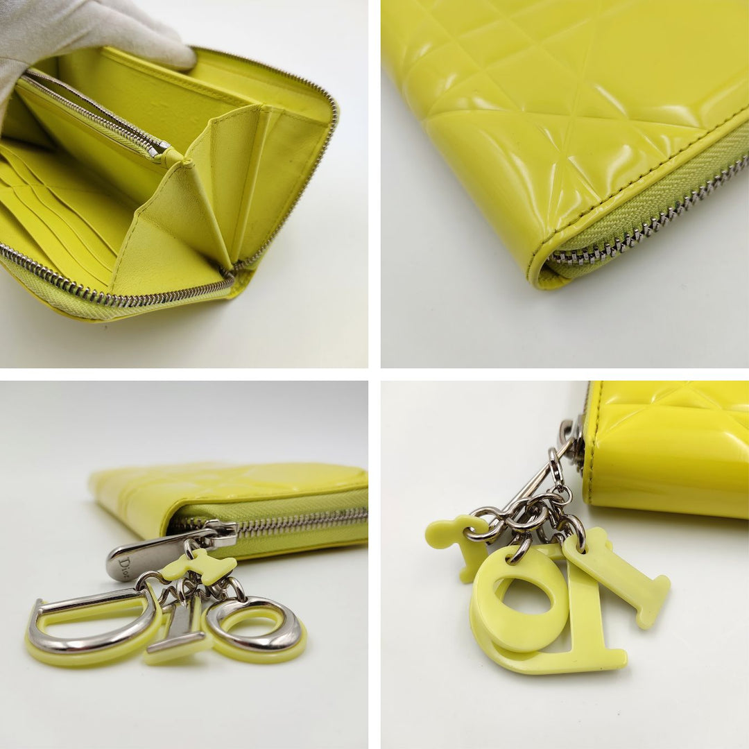 Top quality Dior Christian Lady wallet in yellow patent leather