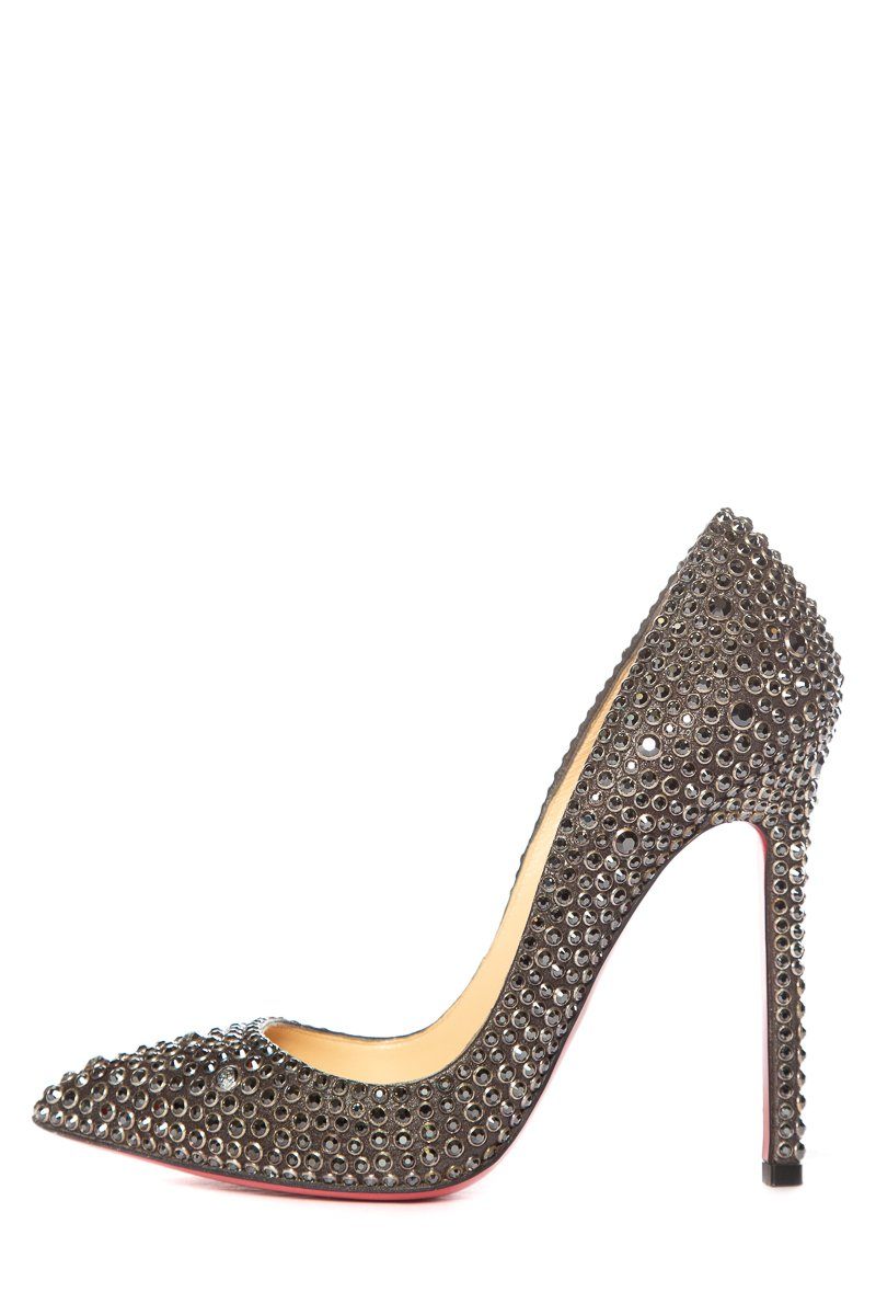 Christian Louboutin Black Crystal Pointy Toe Pumps 36.5