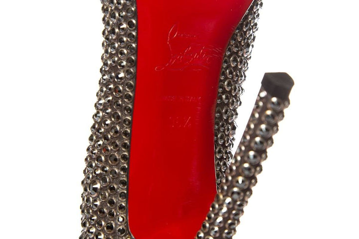 Christian Louboutin Black Crystal Pointy Toe Pumps 36.5